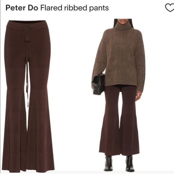 China Peter Do Brown Flared Ribbed Pants small - Picture 1 of 16